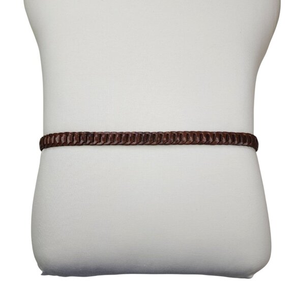 Genuine Bonded Leather Brown Braided Belt With Silver Buckle 42" Long -3/4" Wide - Picture 4 of 10